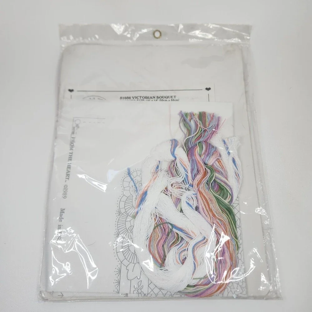 VTG 1988 Dimensions From The Heart Victorian Bouquet Embroidery Kit NOS